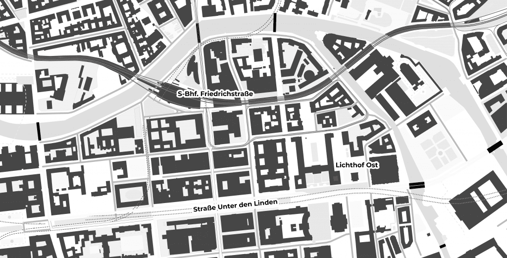 Stadtplan, der die Lage des Ausstellungsraumes zeigt